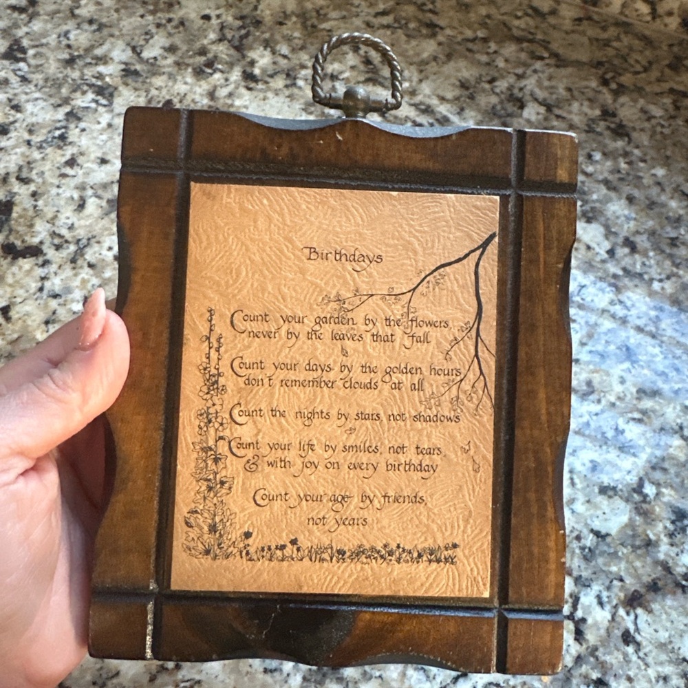 Vintage “Birthdays” Poem Wall Hanging | Rustic Wood Frame | Inspirational Art